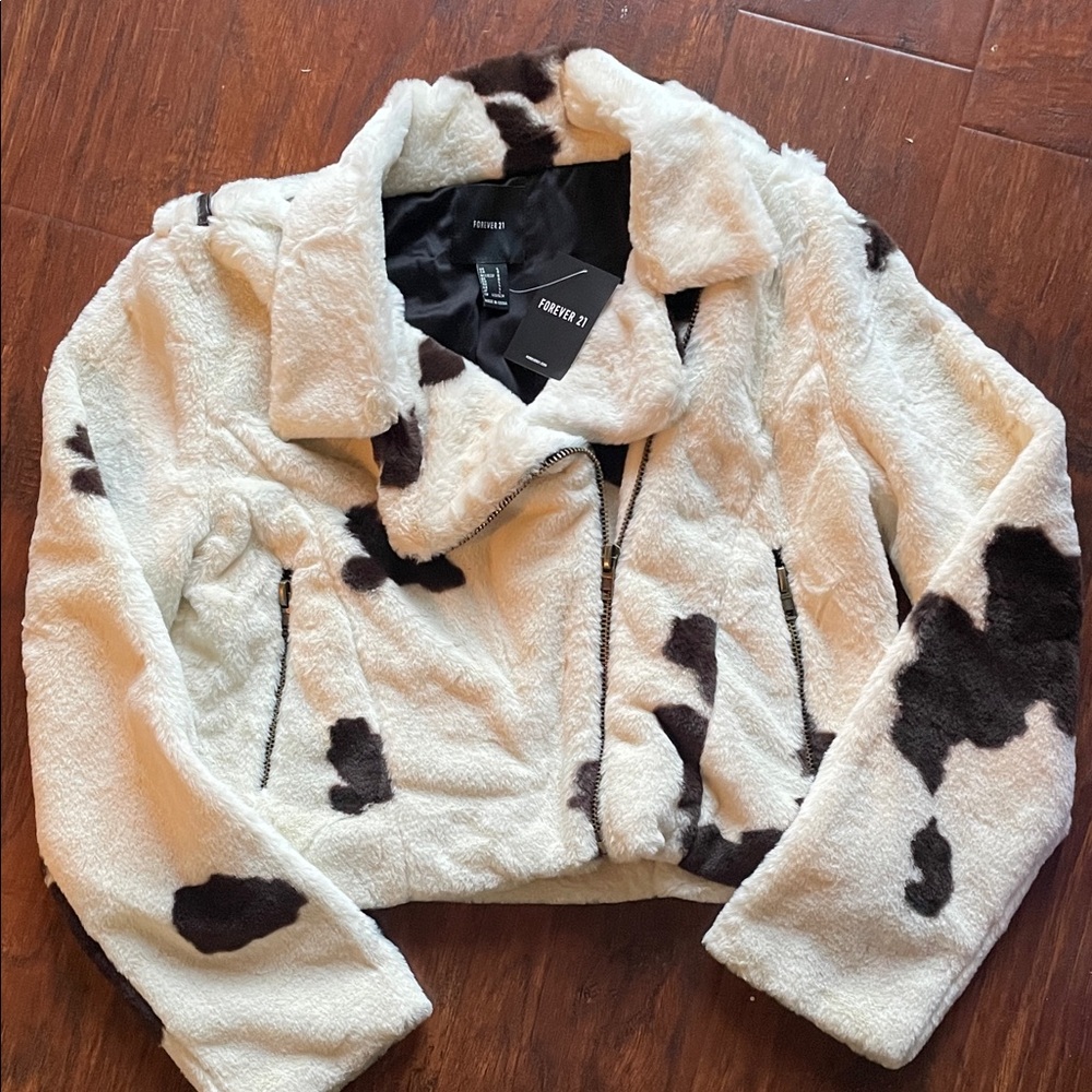 Forever 21 Black and White Teddy Jacket